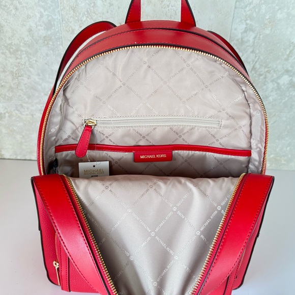 Michael Kors Jaycee Large Backpack Bright Red - Picture 11 of 14